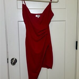 Elegant Red Draped Dress